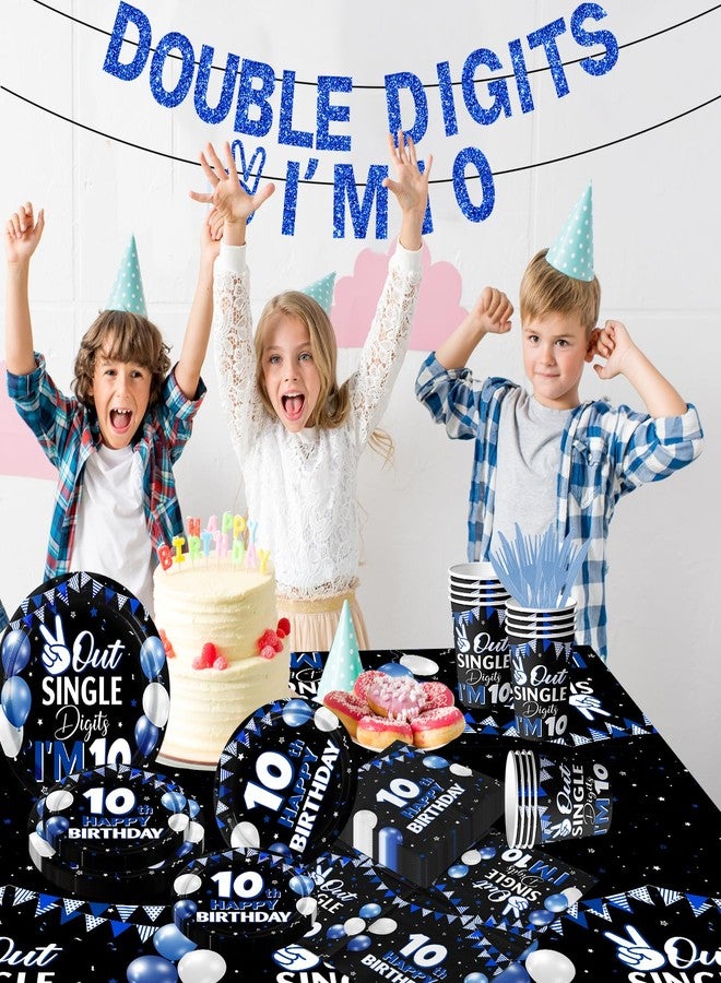 Bezkega 142pcs 10th Birthday Decorations for Boys,10 Year Old Birthday Decorations Tableware Double Digits Birthday Boy Plates and Napkins Cups Tablecloth for Boys Birthday Party Decorations - Image 5