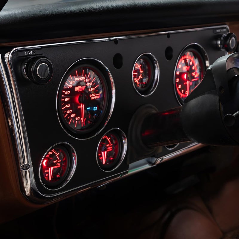 GlowShift 7-Gauge Cluster Package for Chevy C10 (1967-1972) - Black 7 Color Speedometer, Tach, Oil Pressure, Water Temp, Fuel Level, Clock & Volt Gauges - Image 2