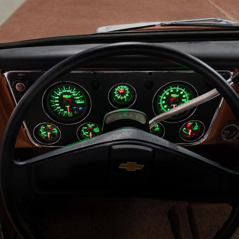 GlowShift 7-Gauge Cluster Package for Chevy C10 (1967-1972) - Black 7 Color Speedometer, Tach, Oil Pressure, Water Temp, Fuel Level, Clock & Volt Gauges - Image 3