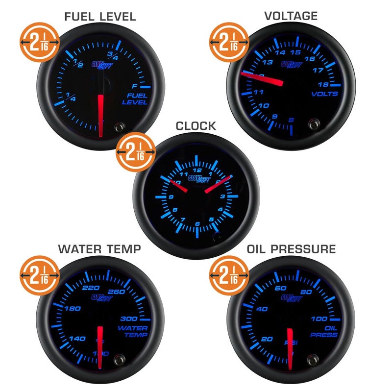 GlowShift 7-Gauge Cluster Package for Chevy C10 (1967-1972) - Black 7 Color Speedometer, Tach, Oil Pressure, Water Temp, Fuel Level, Clock & Volt Gauges - Image 5