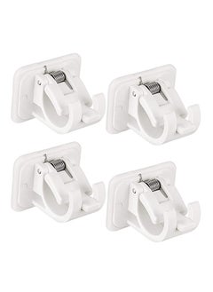 KASTWAVE 8 Pieces Self Adhesive Curtain Rod Bracket Drapery Hook Holders Fixing Rod Holder Curtain Pole Wall Brackets Towel Rod Hooks for Home Bathroom and Hotel Use  - Image 1