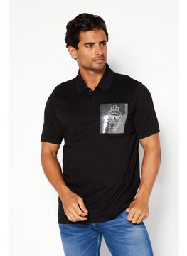 Men Regular Fit Spread Collar Short Sleeves Textured Polo Shirt, Black - pzsku/Z86C18A7454D5F1FF5F80Z/45/_/1737642128/f34fc4a1-0c46-4a18-87d5-d60315807062