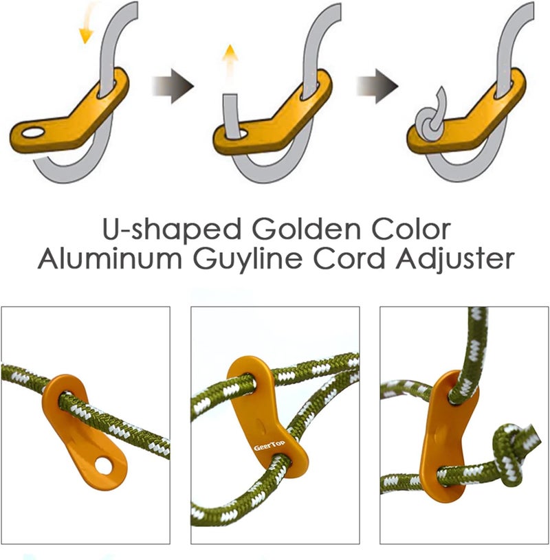 GEERTOP 6 Pack 5 mm Guy Lines Ultralight Tent Cords with Aluminum Adjuster Tensioner Outdoor Camping Guylines Ropes for Tent Tarp, Canopy Shelter, Climbing, Hiking Backpacking Survival Gear - Image 5