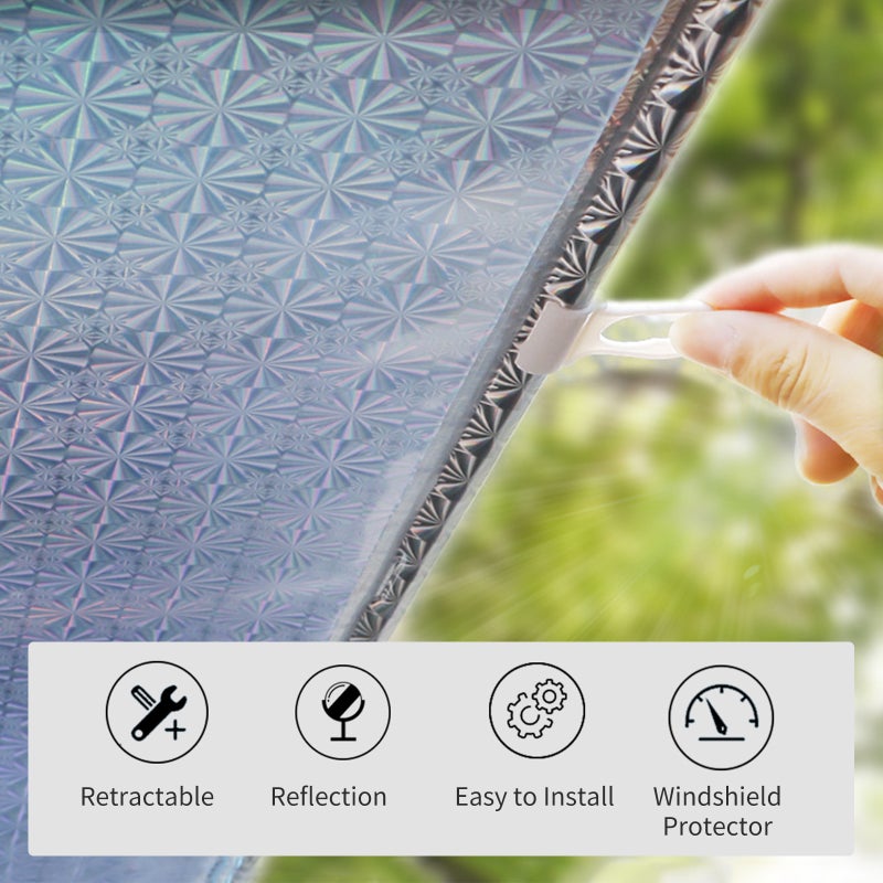 Retractable Windshield Sun Shade Car Front Windshield Sun Visor Protector with 3 Suction Cups Auto Window Sunshade Car Sun Shades - Image 4