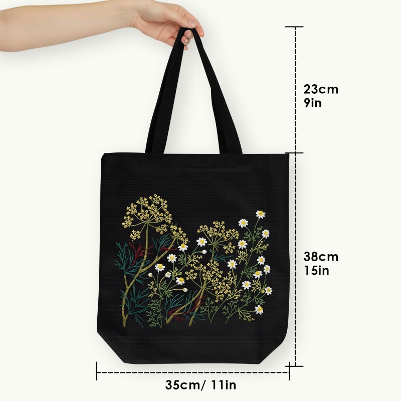 ERKOON Canvas Tote Bag Embroidery Kit for Beginners, Floral Arts Crafts Cross Stitch Kits for Adults Including Stamped Embroidery Bag with Hoops, Needle, Instruction and Color Threads(Chamomile) - Image 4