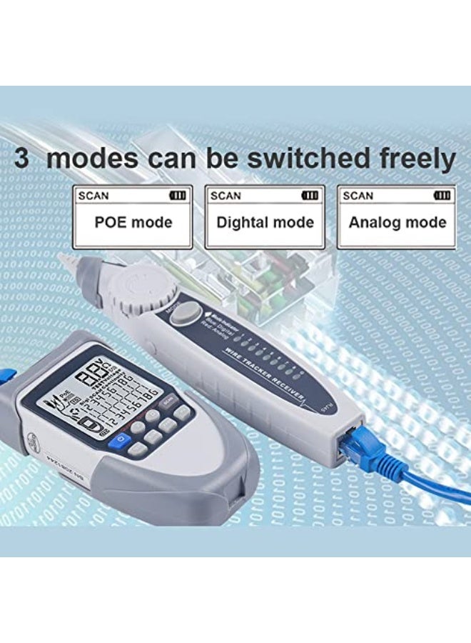 Generic Eacam Handheld Portable Network Cable Tester LCD Large Screen Display Digital Wire-Trackers Continuity Battery Voltage Polarity Checking POE Test Multi-function Cable Tester with Flashlight  - Image 3