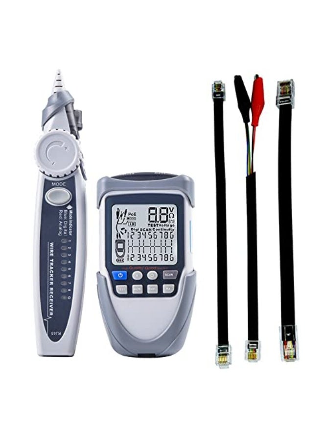 Generic Eacam Handheld Portable Network Cable Tester LCD Large Screen Display Digital Wire-Trackers Continuity Battery Voltage Polarity Checking POE Test Multi-function Cable Tester with Flashlight  - Image 1