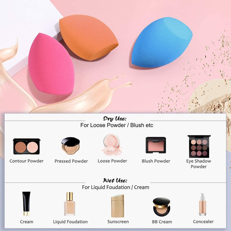 advancedestore Makeup SpongesPack of 1 Blender Beauty Foundation Blending Sponge Professional Beauty Makeup Set for Dry Wet Use Multi colour - Image 4