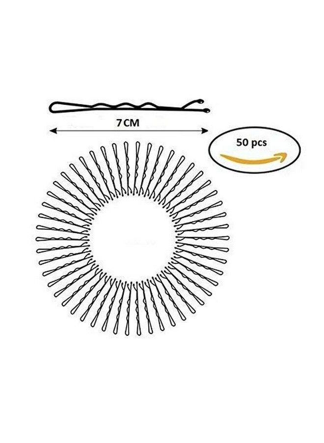 FOK Set Of 50 Pcs (6.7 Cm) Plain Bob Bobby Hair Clip Hair Pins For Girls & Womensblack - Image 3