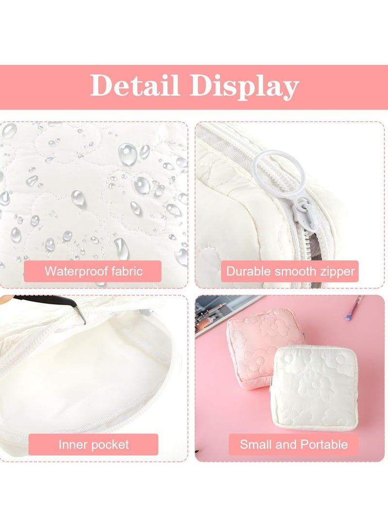 Oasisgalore Embroidery Sanitary Napkin Storage Bag, Period Holder Bag Menstrual Pouches Tampon Holder Menstruation First Period Bag(Pink+White)  - Image 3