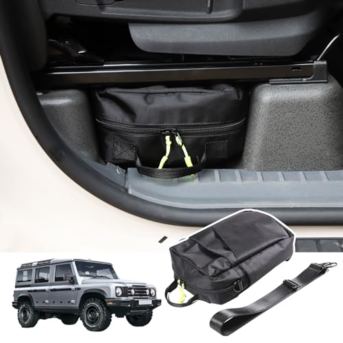 Bekantogy Car Under Seat Storage Bag Compatible with INEOS Grenadier 2020-2024 Zipper Lock Box Tray Hidden Organizer Under Front Seat Oxford Cloth Tool Box Organizer Storage Box with Handle 1PCS - Image 1