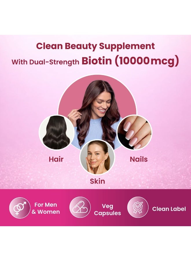 ZEROHARM Biotin Tablets for Hair Growth - 10000 mcg Vitamin B7 - Plant-Based Supplement Supports Hair Growth, Skin Hydration & Nail Strength For Men & Women - Sesbania Grandiflora - 60 Tablets - Image 4