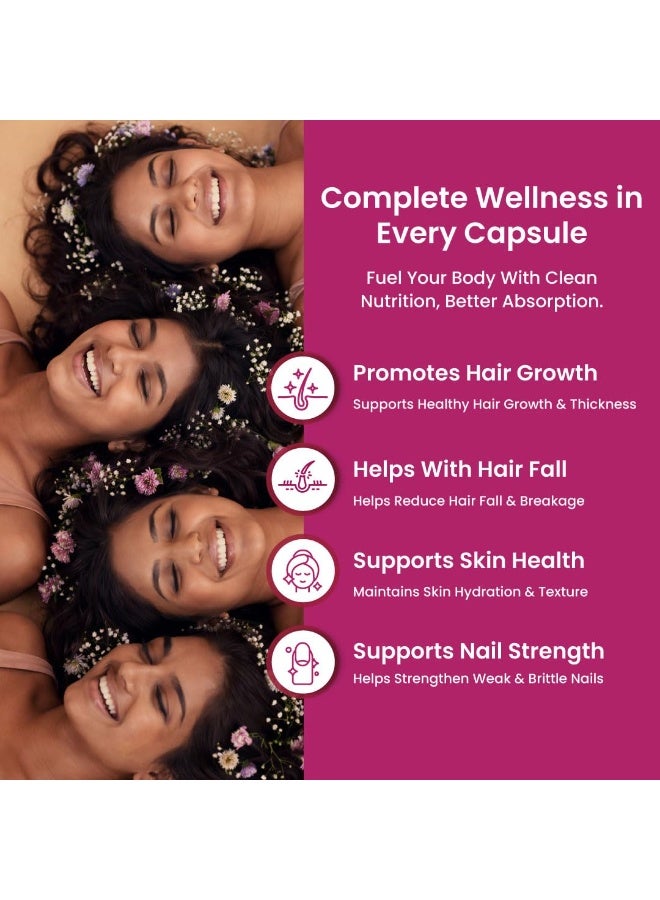 ZEROHARM Biotin Tablets for Hair Growth - 10000 mcg Vitamin B7 - Plant-Based Supplement Supports Hair Growth, Skin Hydration & Nail Strength For Men & Women - Sesbania Grandiflora - 60 Tablets - Image 3