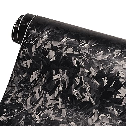 AuMoHall Black Forged Carbon Car Vinyl Wrap Matte Black Simulated Forged Carbon Fiber Satin Finish Car Body Film for Vehicle Interior Exterior Decoration 5984 x 787 - Image 1