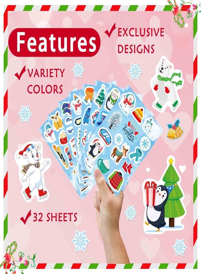 DUJAA Winter Stickers for Kids, Hello Winter Theme with Christmas Tree, Snowman, Snowflake, Penguin, Winter Holiday Stickers for Gifts, Christmas Party Favors - Image 4