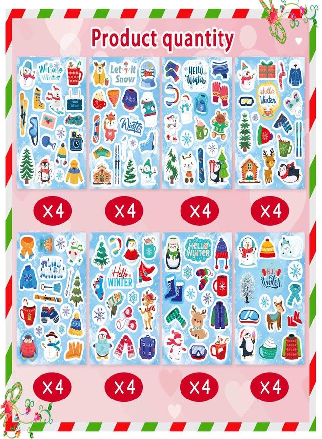 DUJAA Winter Stickers for Kids, Hello Winter Theme with Christmas Tree, Snowman, Snowflake, Penguin, Winter Holiday Stickers for Gifts, Christmas Party Favors - Image 3