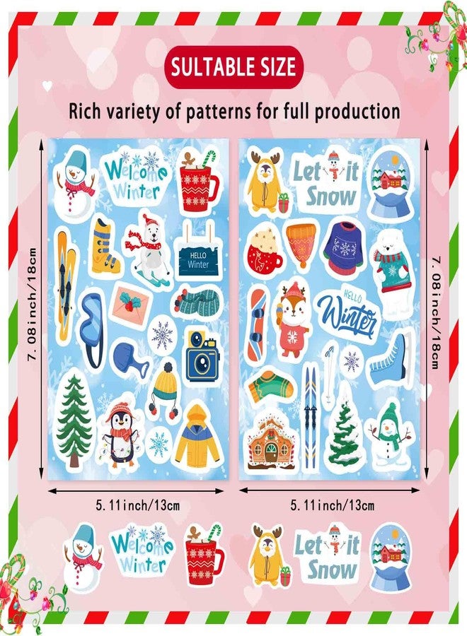 DUJAA Winter Stickers for Kids, Hello Winter Theme with Christmas Tree, Snowman, Snowflake, Penguin, Winter Holiday Stickers for Gifts, Christmas Party Favors - Image 2