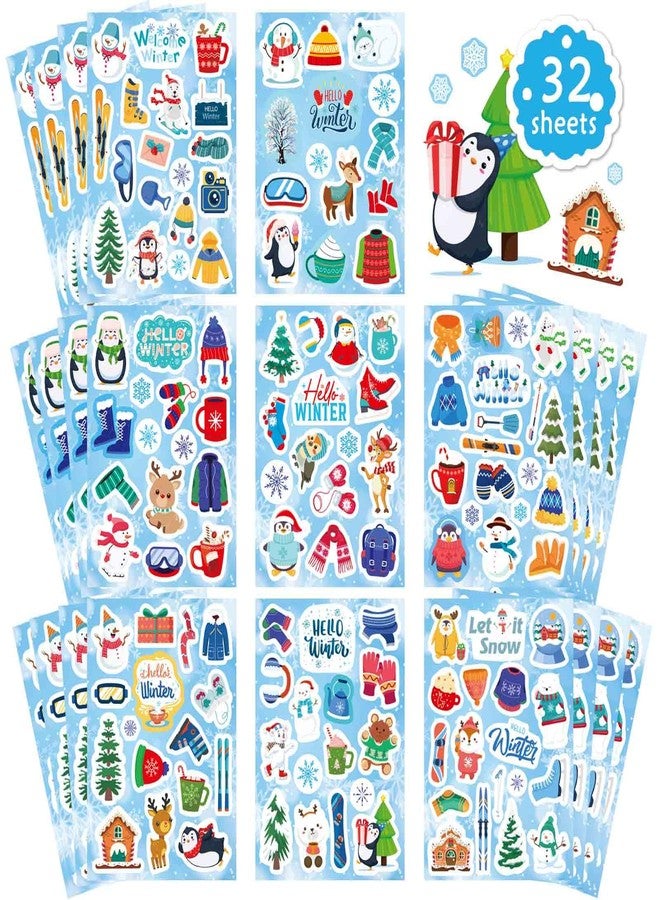 DUJAA Winter Stickers for Kids, Hello Winter Theme with Christmas Tree, Snowman, Snowflake, Penguin, Winter Holiday Stickers for Gifts, Christmas Party Favors - Image 1