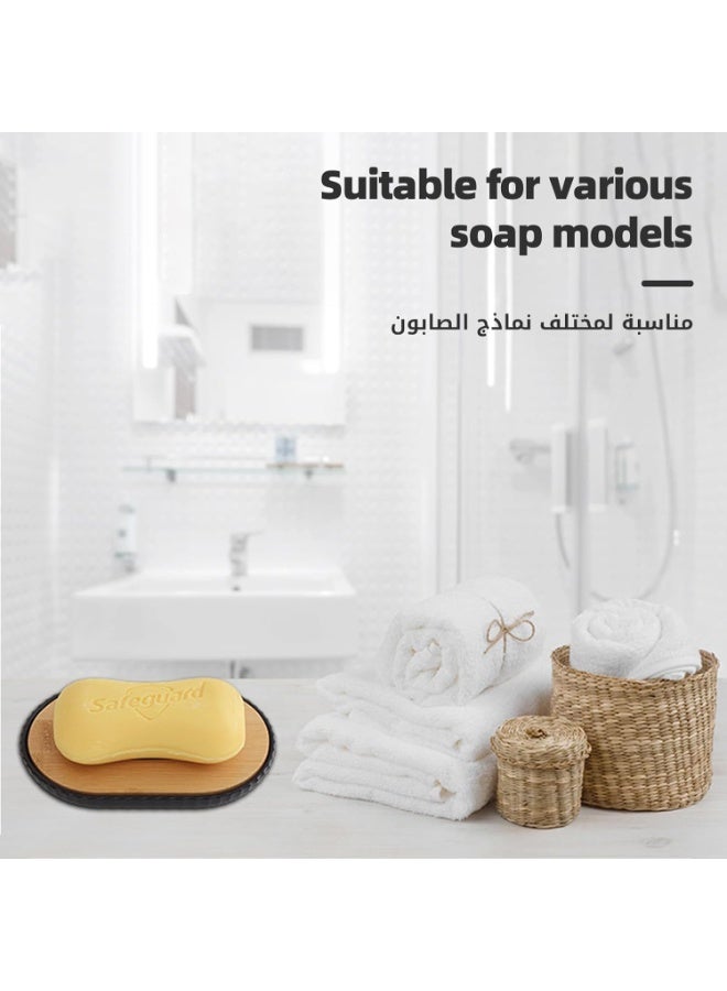 Relex 5PCS Modern Farmhouse Bohemian Bathroom Accessories Set, Bamboo Plastic Soap Dispenser, Soap Dish, Toothbrush Holder, Cup, Storage Box - Image 5