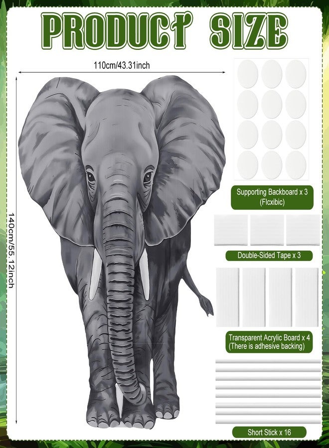 Cinnvoice 4.59 ft Elephant Cardboard Cutout Life Size Animal Cutout Standup Decorations Realistic Safari Photo Booth Prop Decor for Jungle Baby Shower Birthday Parties Supplies - Image 3
