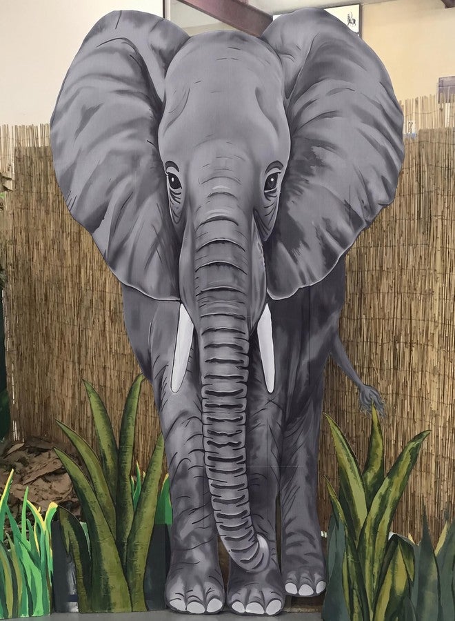 Cinnvoice 4.59 ft Elephant Cardboard Cutout Life Size Animal Cutout Standup Decorations Realistic Safari Photo Booth Prop Decor for Jungle Baby Shower Birthday Parties Supplies - Image 2