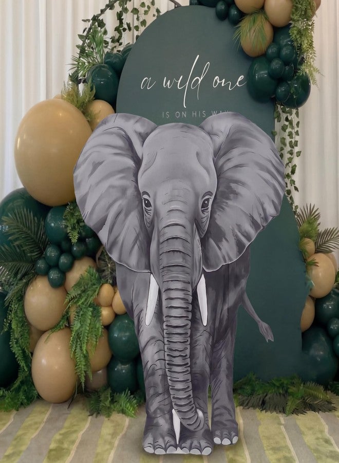 Cinnvoice 4.59 ft Elephant Cardboard Cutout Life Size Animal Cutout Standup Decorations Realistic Safari Photo Booth Prop Decor for Jungle Baby Shower Birthday Parties Supplies - Image 1