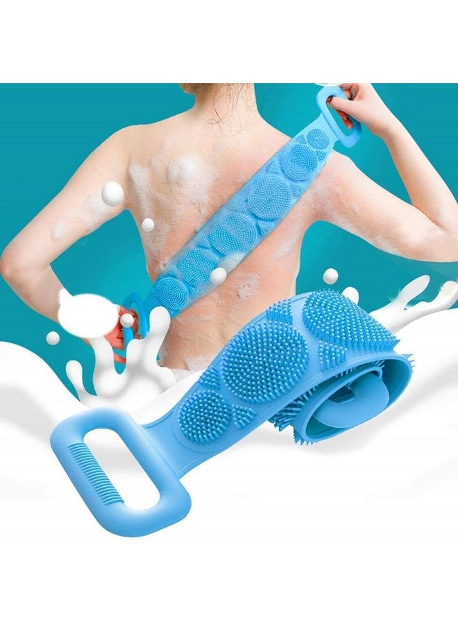 ORJILO Silicone Body Back Scrubber, Double Side Bathing Brush for Skin Deep Cleaning Massage, Dead Skin Removal Exfoliating Belt for Shower, Body Brush for Bathing (Multi Color) - Image 1