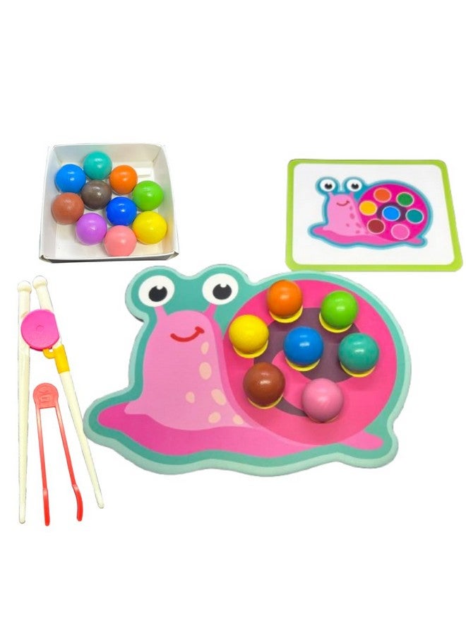 لعبة أحجية خرز مونتيسوري | تُنمّي قبضة الكماشة اللازمة للكتابة | لعبة مطابقة الألوان والأنماط من الخرز للأطفال من سن 3 سنوات فما فوق | ألعاب تعليمية للأطفال الصغار، ومرحلة ما قبل المدرسة، وأطفال مونتيسوري (حلزون) - Image 1