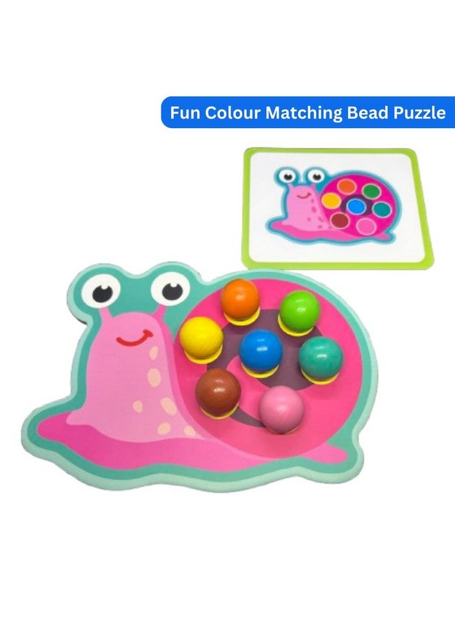 لعبة أحجية خرز مونتيسوري | تُنمّي قبضة الكماشة اللازمة للكتابة | لعبة مطابقة الألوان والأنماط من الخرز للأطفال من سن 3 سنوات فما فوق | ألعاب تعليمية للأطفال الصغار، ومرحلة ما قبل المدرسة، وأطفال مونتيسوري (حلزون) - Image 2