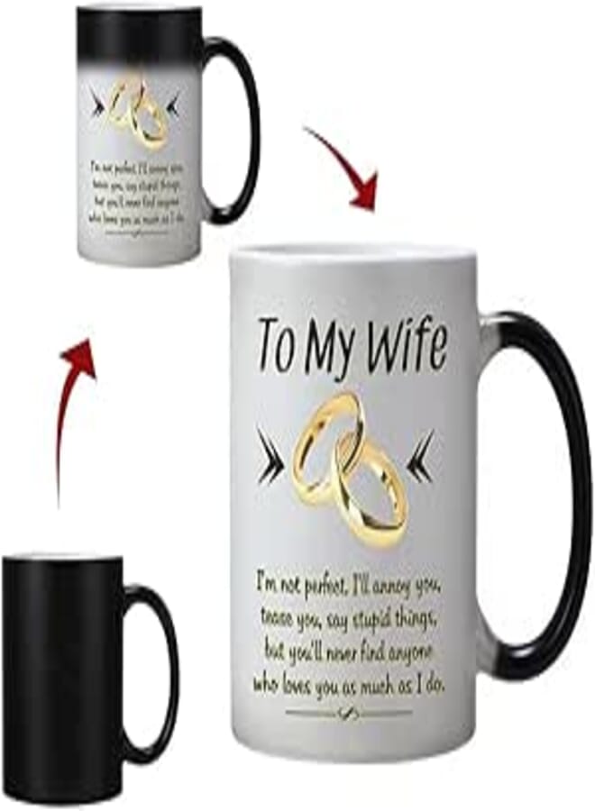 DasyFly Wife Gifts from Husband,Funny Color Changing Wife Coffee Mug 11-OZ Ceramic Cup-Wife Birthday Gifts Ideas,Romantice Wedding Anniversay Valentines Day Christmas Gifts for Wife for Her
