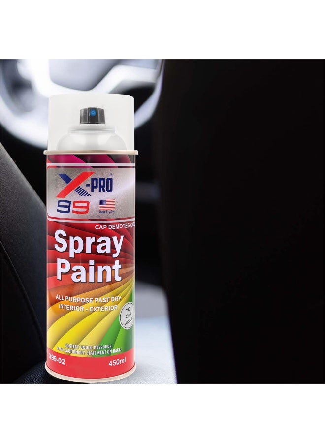 X Pro 99 X-99 PRO Clear Lacquer Spray Paint 450ml Transparent Gloss Finish Fast Dry Multi Surface Interior Exterior Coating - Image 4