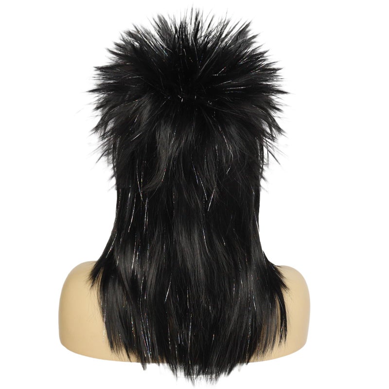 BESTBEL+Hair Cap 80's Long Silver Black Wig for Women Rocking Diva Wig Long Spiky Wig with Bangs Rocker Anime Funny Hair for Halloween Cosplay Womens Cosplay Outfit for Costume Party - Image 5