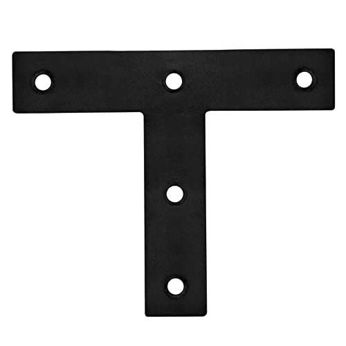 MOUNTAIN_ARK 6 Pack T Shaped Plate Tie Straps, 7" x 6-1/2" Black Flat Mending Connector T Bracket for Wood, 11 Gauge - Image 3