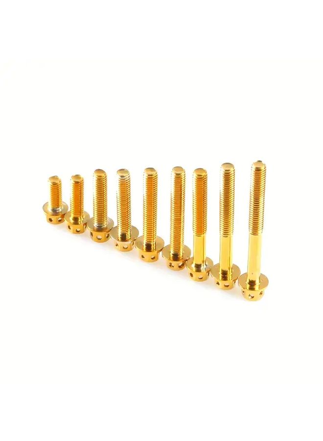 M6x1 25x15mm 10PCS Titanium Gold Vacuum Plated 304 Stainless Steel Hex Flange Head Motorcycle Engine Screws - Image 1