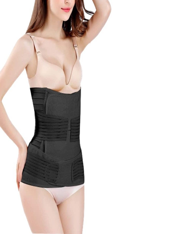 HIRVO 3 in 1 Postpartum Back Support Belly Band, C Section Recovery Belly Binder for Pelvis, Lumbar, Waist Pain Relief, Abdominal Belly Wrap-Free Size Black - Image 1