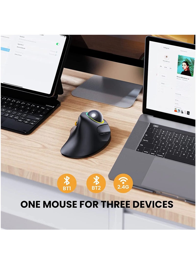 EVEREEN - Wireless Index Finger Trackball,  EM03 Wireless Bluetooth Trackball Mouse Rechargeable Ergonomic RGB Backlit Rollerball Mice for Windows Mac iPad - Image 1
