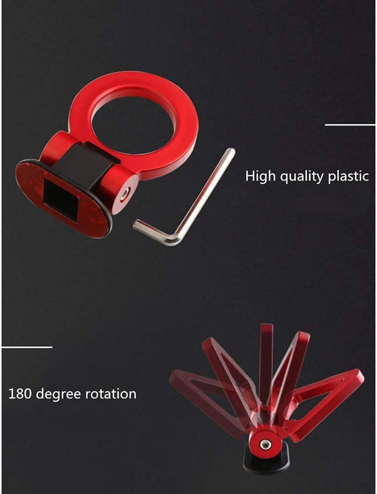 AUTO MT خطاف سحب سيارة دائري أحمر AUTO MT - ملصق زينة عالمي بأسلوب سباق - حزام سحب خلفي - خطاف سحب - حزام سحب - مصد السيارة (للزينة فقط) (خطاف وهمي دائري أحمر). - Image 2