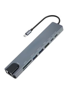 Generic 8-in-1 USB-C Hub with SD/TF Card Reader, HDMI 4K, USB 3.0, USB-C Power Delivery, RJ45, Aluminum Type C Adapter, Compatible with MacBook Pro M1 M2, Windows, iPhone, and Smartphones 