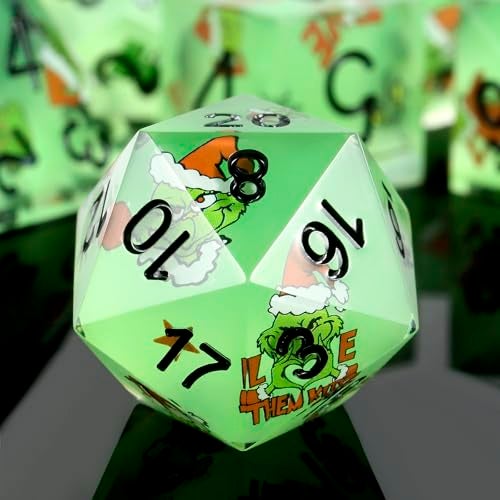 DNDND Full 7 Piece Sharp Edge Dice Set with Carton Stickers for Dungeons and Dragons DD Table Games Green with Carton - Image 5