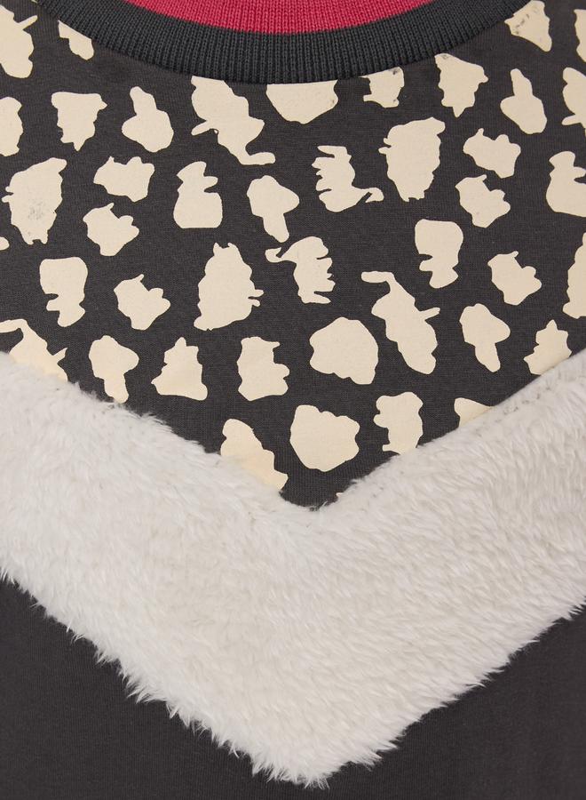 Victor And Jane Girls Grey Faux Fur Trim Sweatshirt Dress - Image 5