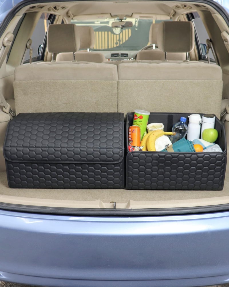 Owleys Cargo Organizer 17.7" - Compact Storage Totes With Lids For SUV, Sedan Or Truck - Durable Car Crate For Travel Essentials - Unique Gifts For Dad (Black 17.7) - Image 2