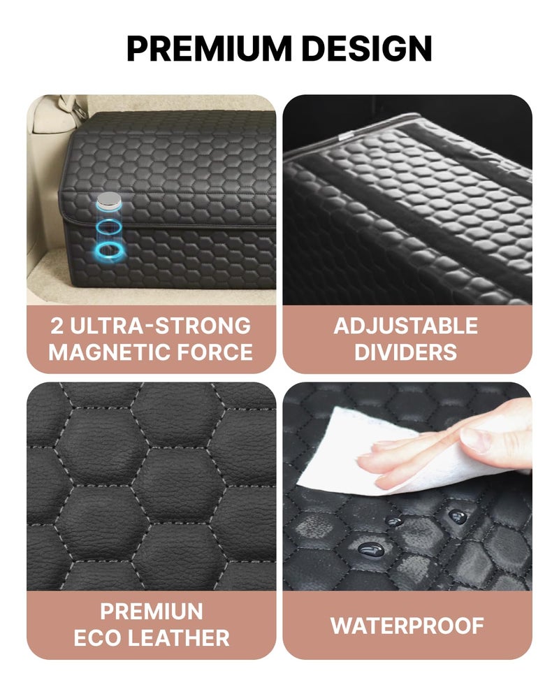 Owleys Cargo Organizer 17.7" - Compact Storage Totes With Lids For SUV, Sedan Or Truck - Durable Car Crate For Travel Essentials - Unique Gifts For Dad (Black 17.7) - Image 3