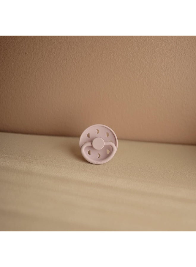 FRIGG Moon Natural Rubber Baby Pacifier | Made in Denmark | BPA-Free (Soft Lilac/Daffodil, 6-18 Months) 2-Pack - Image 2