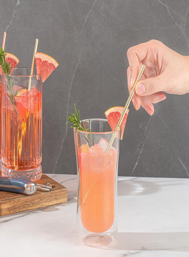 Restaurantware Bar Lux 7.5 Inch Reusable Straws 2 Straight Metal Straws - Short Durable Gold-Plated Stainless Steel Drinking Straws Food-Grade Use With Cocktail Or Rocks Glasses - Image 5