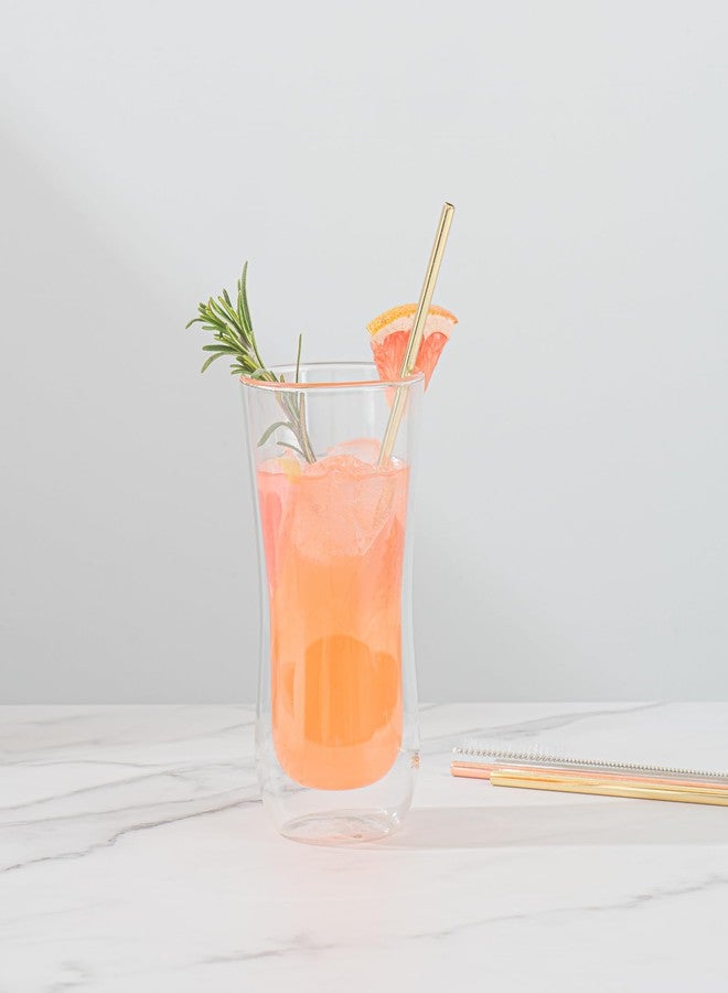 Restaurantware Bar Lux 7.5 Inch Reusable Straws 2 Straight Metal Straws - Short Durable Gold-Plated Stainless Steel Drinking Straws Food-Grade Use With Cocktail Or Rocks Glasses - Image 4