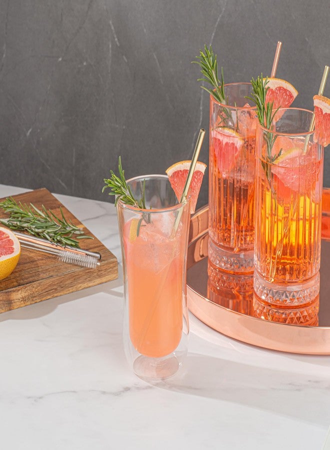 Restaurantware Bar Lux 7.5 Inch Reusable Straws 2 Straight Metal Straws - Short Durable Gold-Plated Stainless Steel Drinking Straws Food-Grade Use With Cocktail Or Rocks Glasses - Image 3