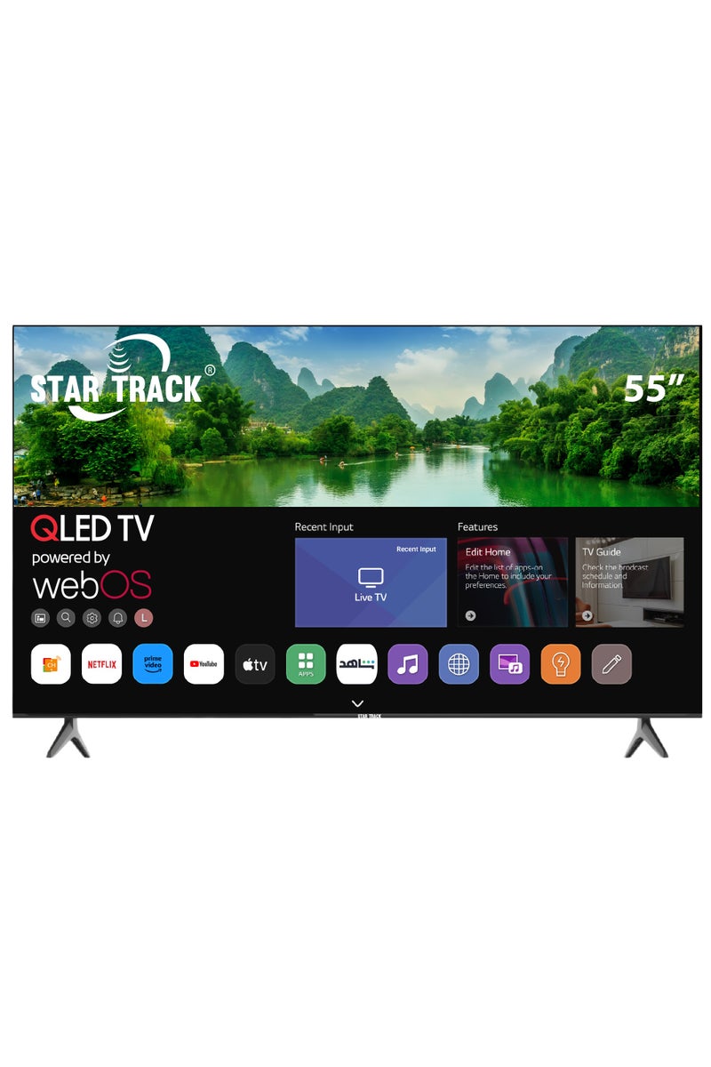 STAR TRACK 55 Inch QLED TV 4K HDR10+ WebOS 95% Color Volume with Quantum dot | 350 Nits Ultra Bright Display | Dolby Audio | Ultra HD | Air Mouse Remote | Works with Apple Airplay & Home - Image 1