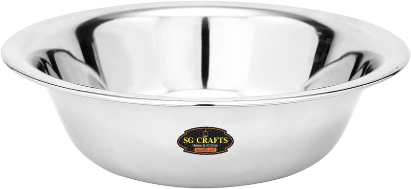 SG CRAFTS وعاء متعدد الأغراض من الفولاذ المقاوم للصدأ ثقيل القياس / وعاء خلط / عجينة العطا - 1 وحدة (2 لتر (28 سم)) - Image 1