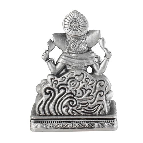 PRD CARATCAFE Silver Ganesha Idol for Car/Home/Office Pure 925 Solid Chandi Metal Idol of Ganesha with Big Ears & Pat. Antique Look Gift for All Occasions & Festivals - Image 4