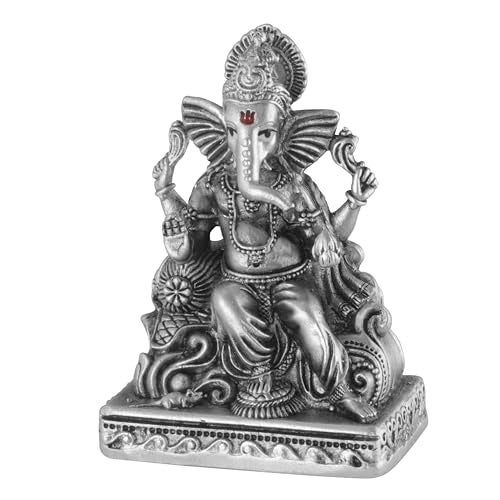 PRD CARATCAFE Silver Ganesha Idol for Car/Home/Office Pure 925 Solid Chandi Metal Idol of Ganesha with Big Ears & Pat. Antique Look Gift for All Occasions & Festivals - Image 2